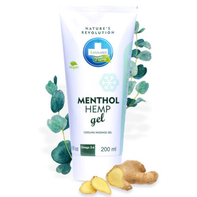 GEL DE CÂNHAMO MENTOL efeito frio · Gel de cânhamo natural e vegan para alívio e massagem