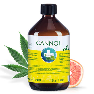 CANNOL 500 ml · Massagem com óleo de cânhamo hidratante polivalente, banho e cabelo