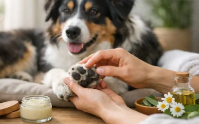 Cuidado natural almohadillas perro en casa